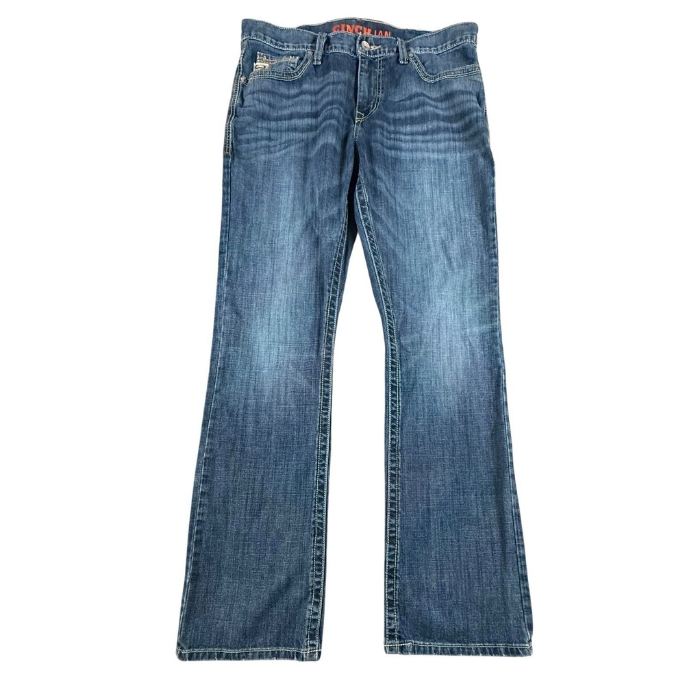 CINCH IAN Mens 35x34 Medium Wash Bootcut Western Jeans Stretch Denim